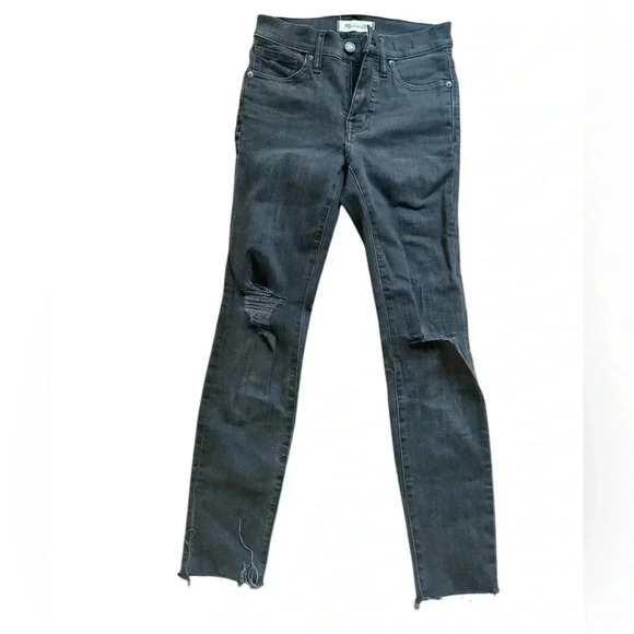 Madewell Jeans Black 9” high rise Distressed Skinny Size 24S - Picture 11 of 12